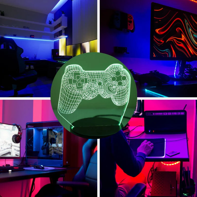 7 Colorts 3D Gaming Remote Control Night Light