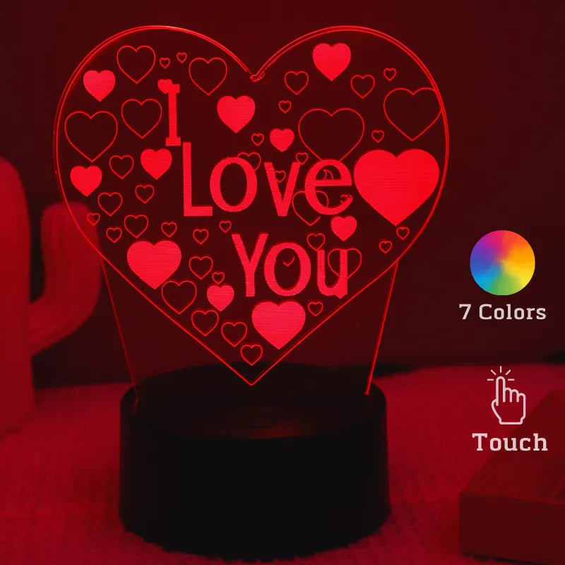 Heart 3D LED 7Colors Bedside Table Lamp