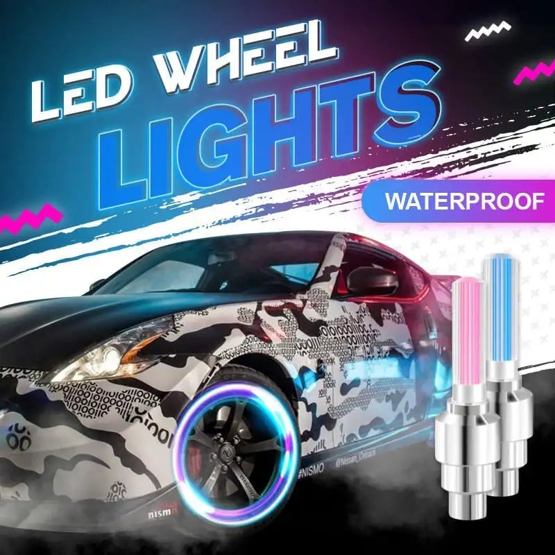 2Pc Fashion Tire LED Valve &amp; Rock Light &amp; Decorative Tire Nozzle