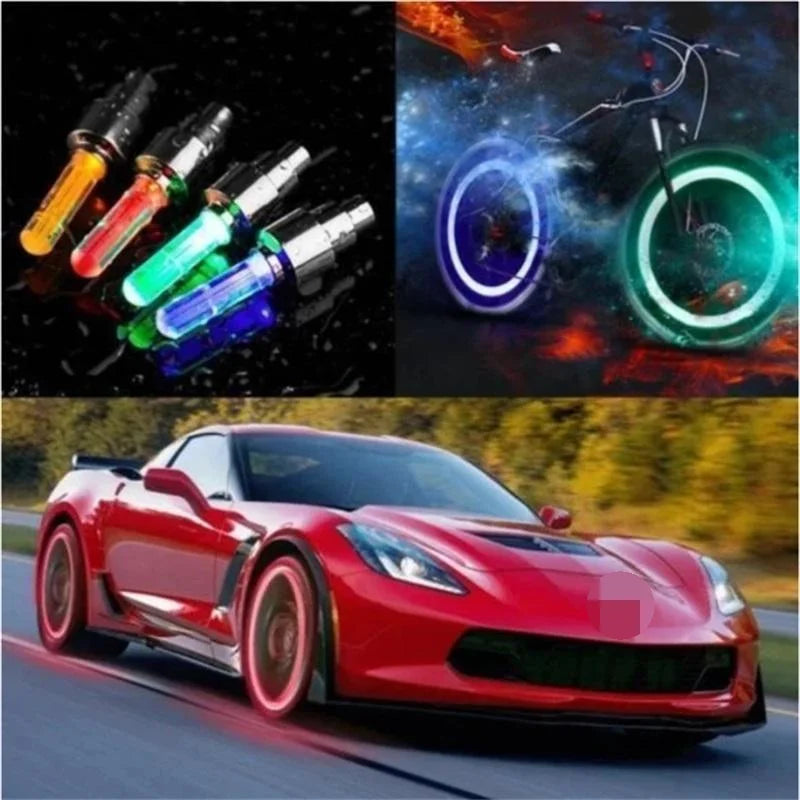 2Pc Fashion Tire LED Valve &amp; Rock Light &amp; Decorative Tire Nozzle